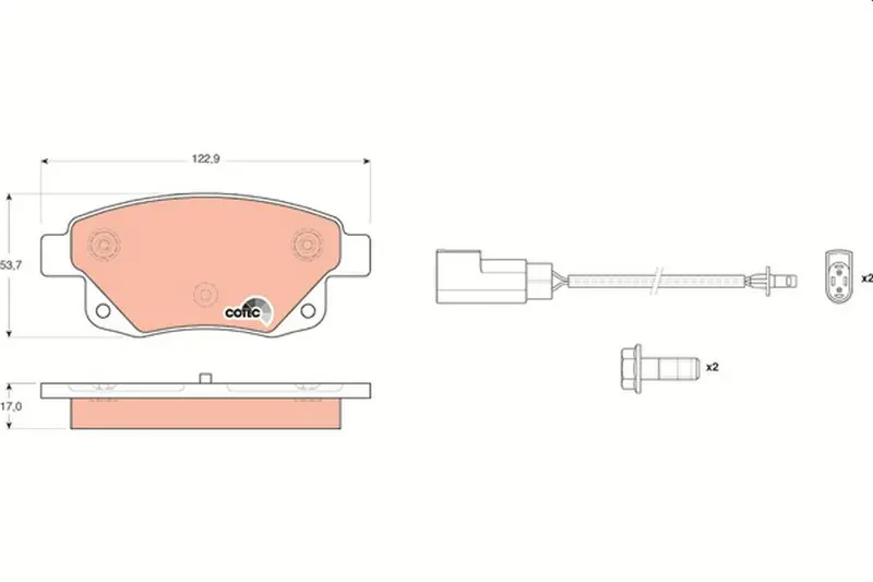 Handler.Part Brake pad set, disc brake TRW GDB1725 1