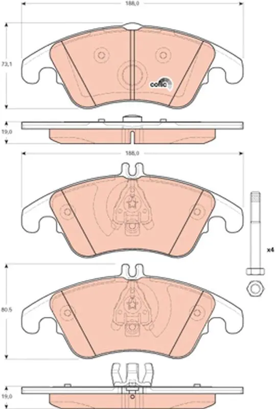 Handler.Part Brake pad set, disc brake TRW GDB1737 1