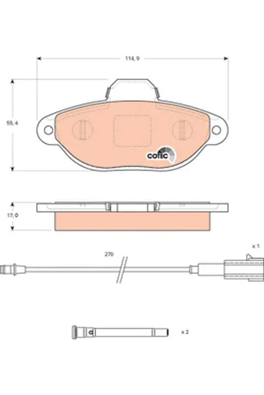 Handler.Part Brake pad set, disc brake TRW GDB1745 1