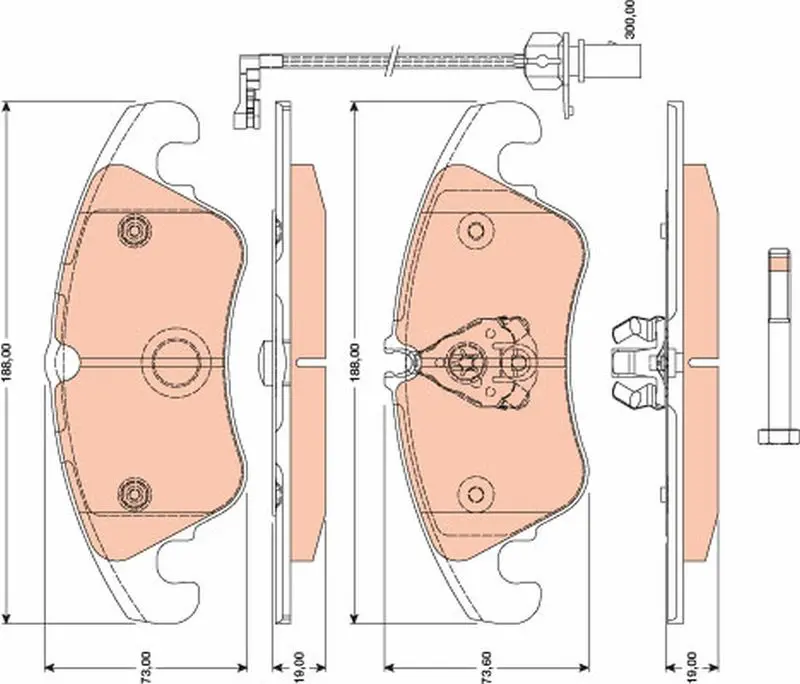 Handler.Part Brake pad set, disc brake TRW GDB1805 1