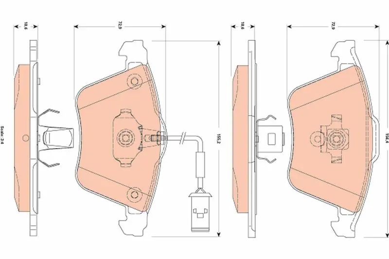 Handler.Part Brake pad set, disc brake TRW GDB1832 1