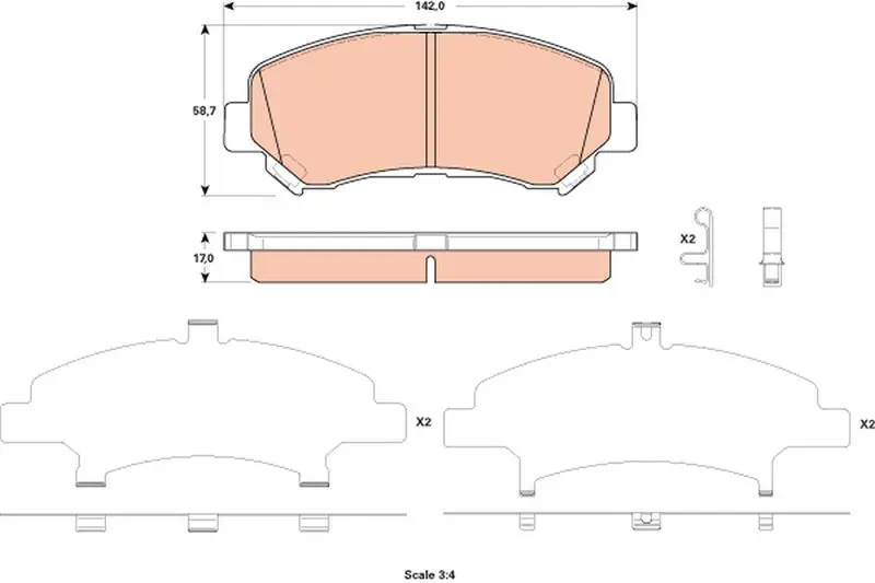 Handler.Part Brake pad set, disc brake TRW GDB3521 1