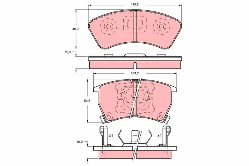 Handler.Part Brake pad set, disc brake TRW GDB735 1