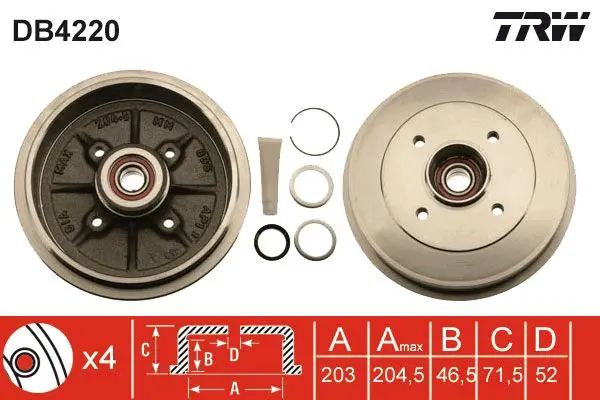 Handler.Part Brake drum TRW DB4220 2