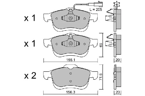 Handler.Part Brake pad set, disc brake AISIN BPFI1027 1