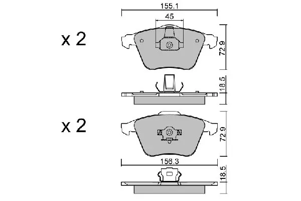 Handler.Part Brake pad set, disc brake AISIN BPFO1010 1