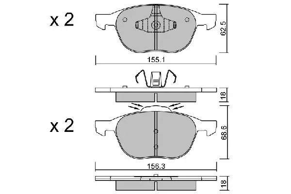 Handler.Part Brake pad set, disc brake AISIN BPFO1016 1