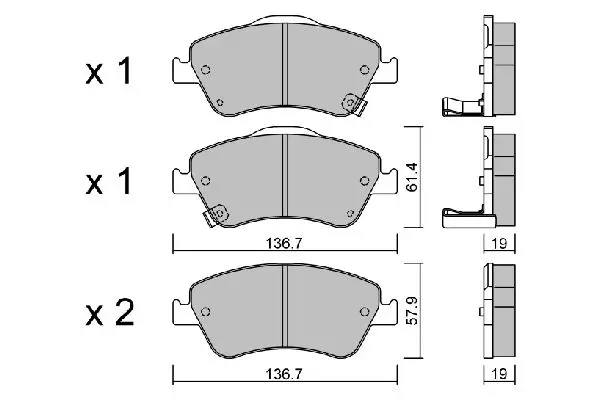 Handler.Part Brake pad set, disc brake AISIN BPTO1015 1