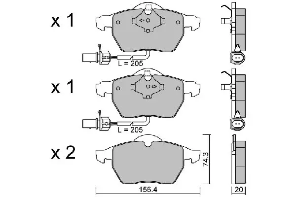 Handler.Part Brake pad set, disc brake AISIN BPVW1010 1