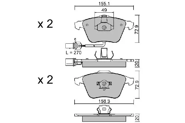 Handler.Part Brake pad set, disc brake AISIN BPVW1015 1