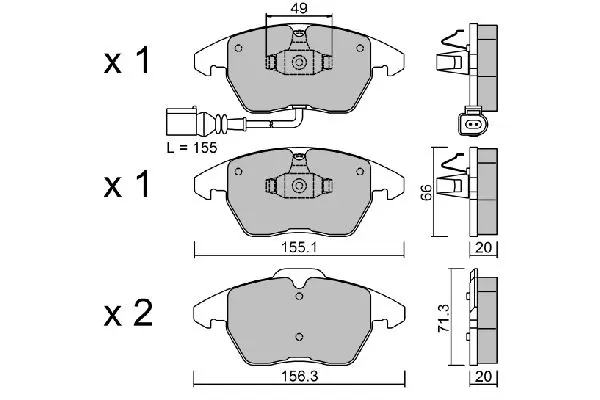 Handler.Part Brake pad set, disc brake AISIN BPVW1022 1