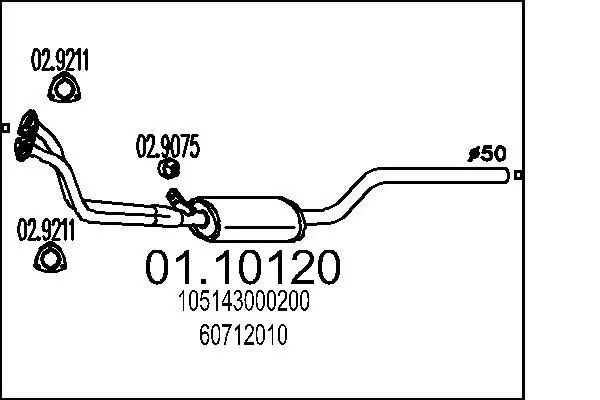 Handler.Part Exhaust pipe MTS 0110120 1