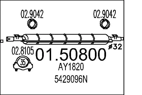 Handler.Part Middle silencer MTS 0150800 1