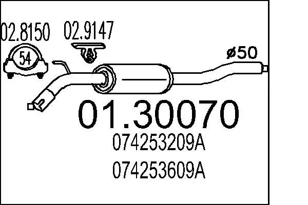 Handler.Part Front silencer MTS 0130070 1