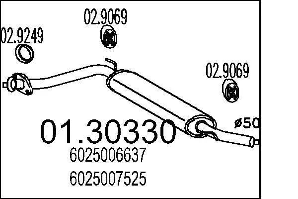 Handler.Part Front silencer MTS 0130330 1