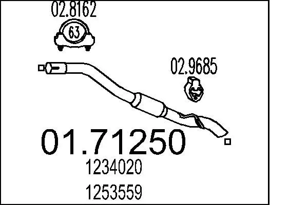 Handler.Part Exhaust pipe MTS 0171250 1