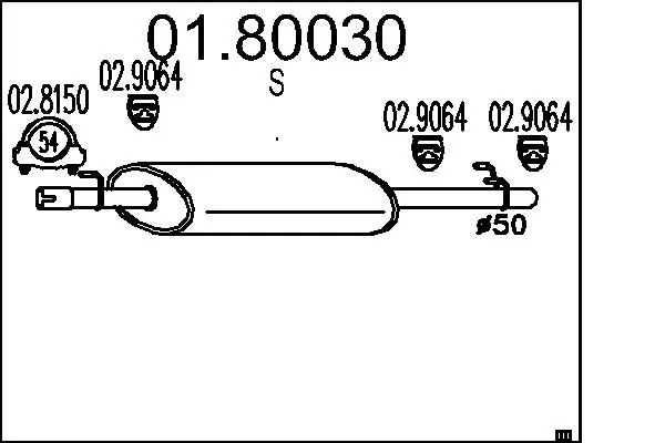 Handler.Part Middle silencer MTS 0180030 1