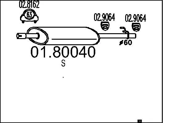 Handler.Part Middle silencer MTS 0180040 1