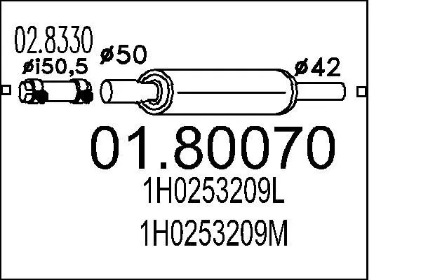 Handler.Part Middle silencer MTS 0180070 1