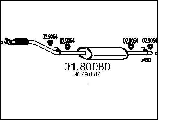 Handler.Part Middle silencer MTS 0180080 1