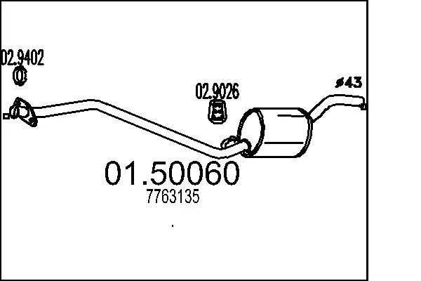 Handler.Part Middle silencer MTS 0150060 1