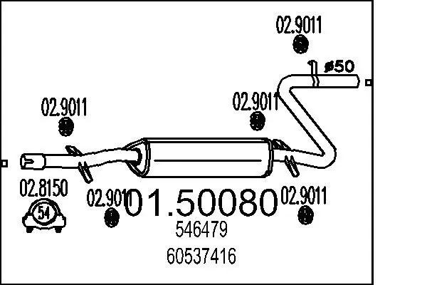 Handler.Part Middle silencer MTS 0150080 1