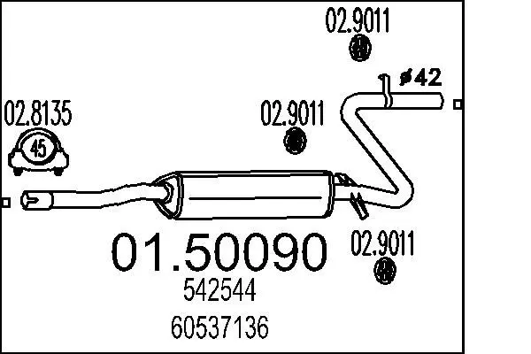 Handler.Part Middle silencer MTS 0150090 1