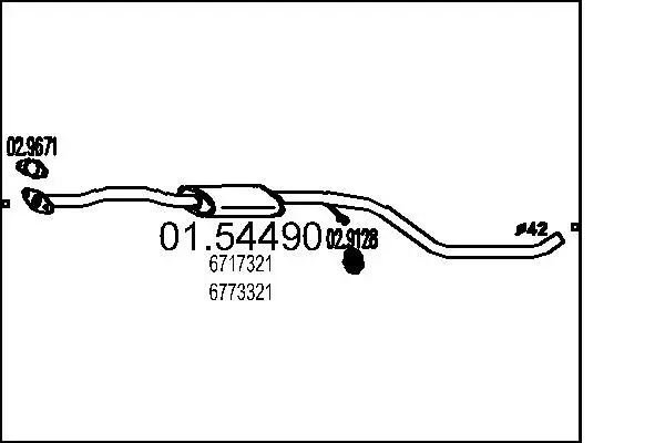 Handler.Part Middle silencer MTS 0154490 1