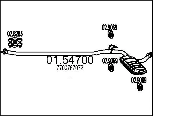 Handler.Part Middle silencer MTS 0154700 1