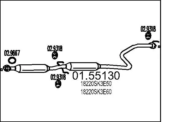 Handler.Part Middle silencer MTS 0155130 1