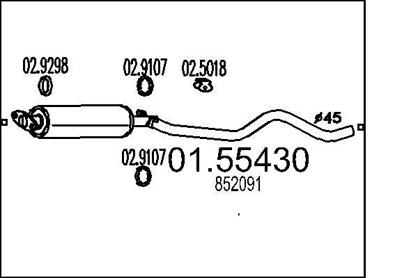 Handler.Part Middle silencer MTS 0155430 1