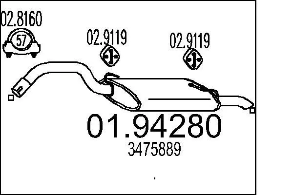 Handler.Part End silencer MTS 0194280 1