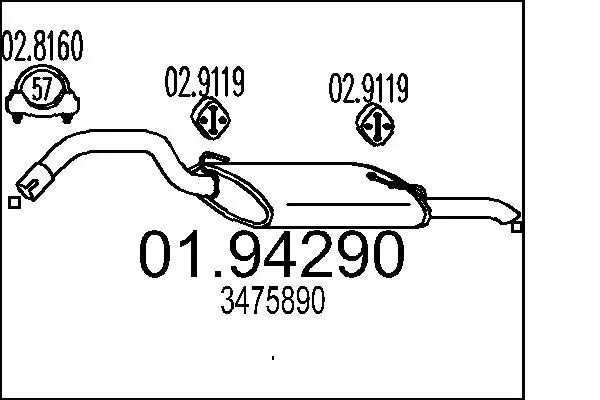 Handler.Part End silencer MTS 0194290 1