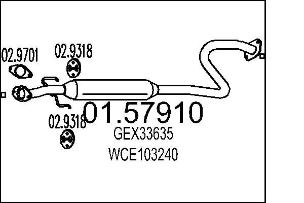 Handler.Part Middle silencer MTS 0157910 1