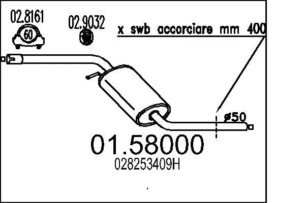 Handler.Part Middle silencer MTS 0158000 1