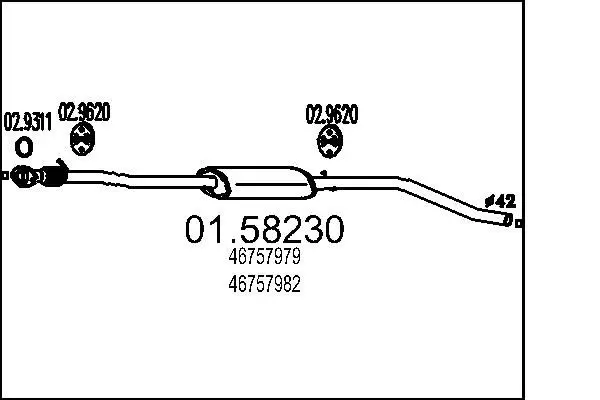 Handler.Part Middle silencer MTS 0158230 1