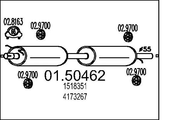 Handler.Part Middle silencer MTS 0150462 1