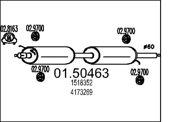 Handler.Part Middle silencer MTS 0150463 1