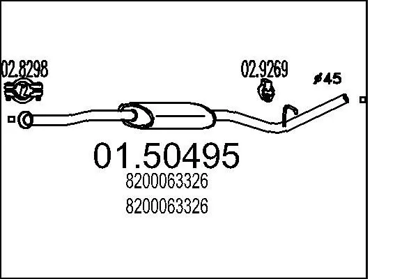 Handler.Part Middle silencer MTS 0150495 1