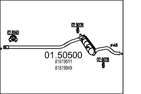 Handler.Part Middle silencer MTS 0150500 1