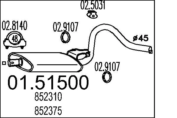 Handler.Part Middle silencer MTS 0151500 1