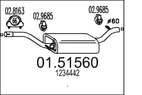 Handler.Part Middle silencer MTS 0151560 1