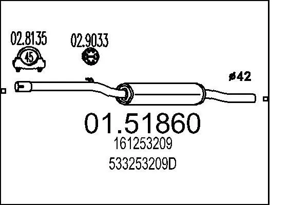 Handler.Part Middle silencer MTS 0151860 1