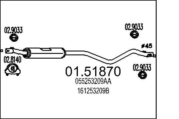 Handler.Part Middle silencer MTS 0151870 1