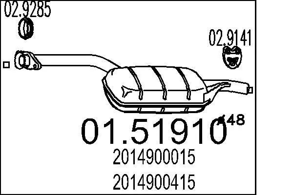 Handler.Part Middle silencer MTS 0151910 1