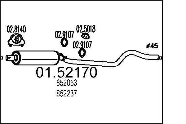 Handler.Part Middle silencer MTS 0152170 1