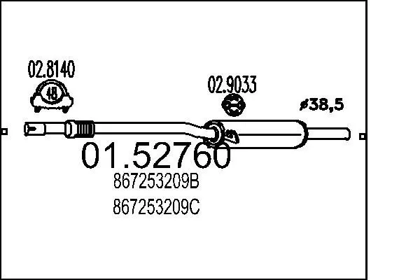 Handler.Part Middle silencer MTS 0152760 1