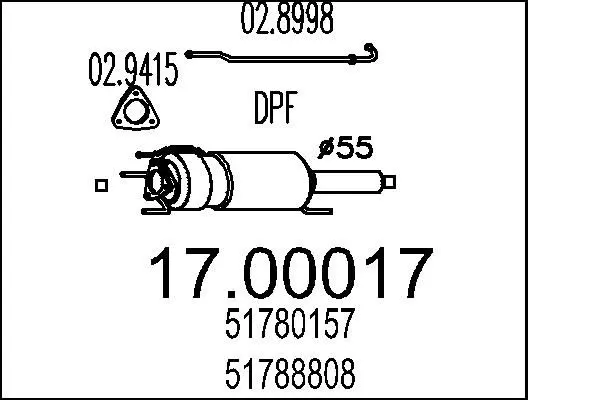 Handler.Part Soot/particulate filter, exhaust system MTS 1700017 1