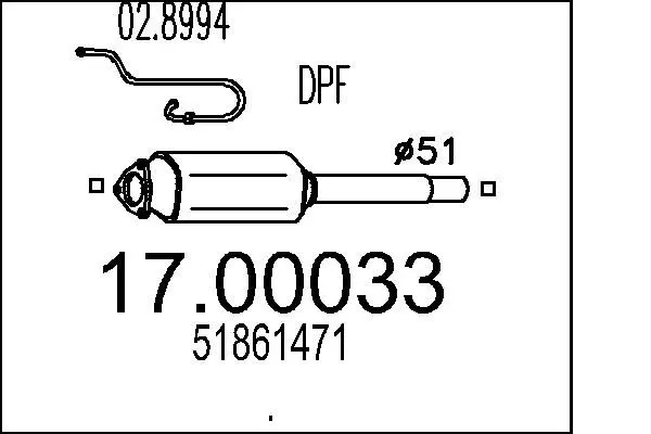 Handler.Part Soot/particulate filter, exhaust system MTS 1700033 1