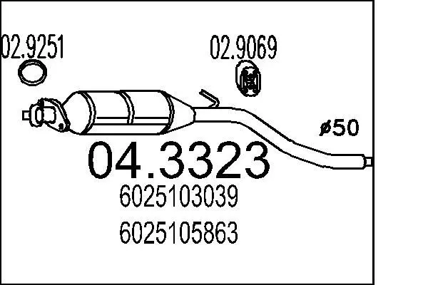 Handler.Part Catalytic converter MTS 043323 1